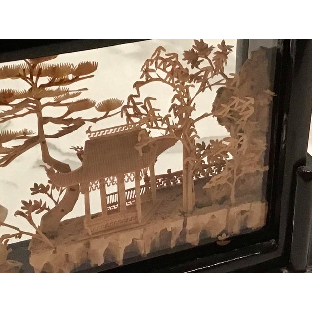 1940s Chinese San You Miniature Diorama Carved Cork Bucolic Scene For Sale - Image 6 of 7