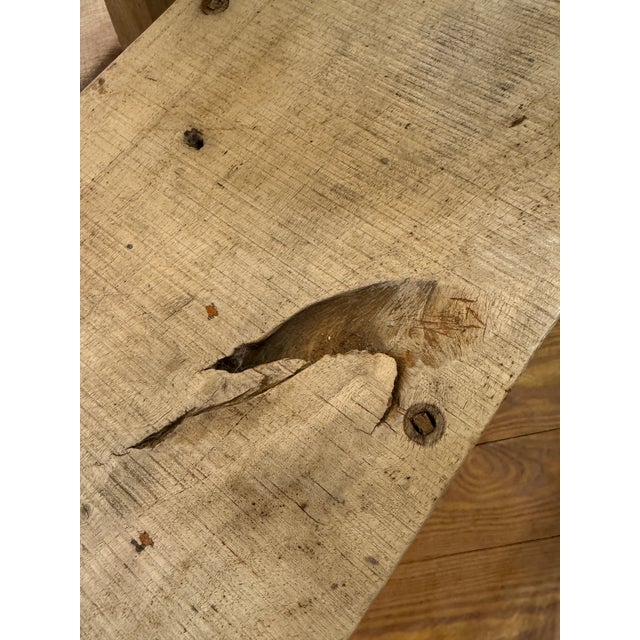 1980s Salvage Wood Bench With Metal Base For Sale - Image 11 of 12