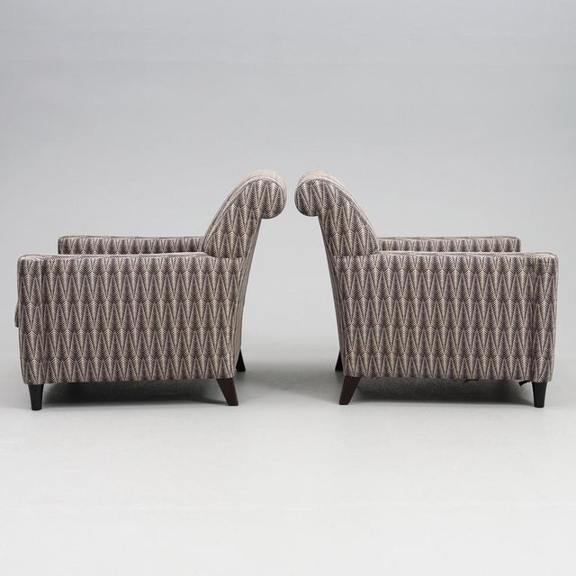Mid-Century Modern Nordic Chairs in Wood with Neutral Textile, 1950, Set of 2 For Sale - Image 4 of 6