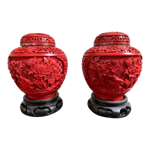 Vintage Chinese Cloisonne Jars - a Pair