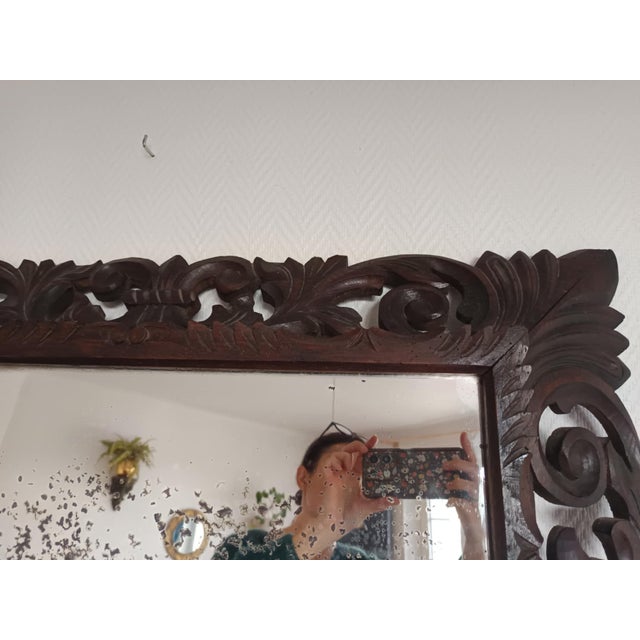 Brown Neo-Gothic Mirror in Carved Oak, 1940 For Sale - Image 8 of 14