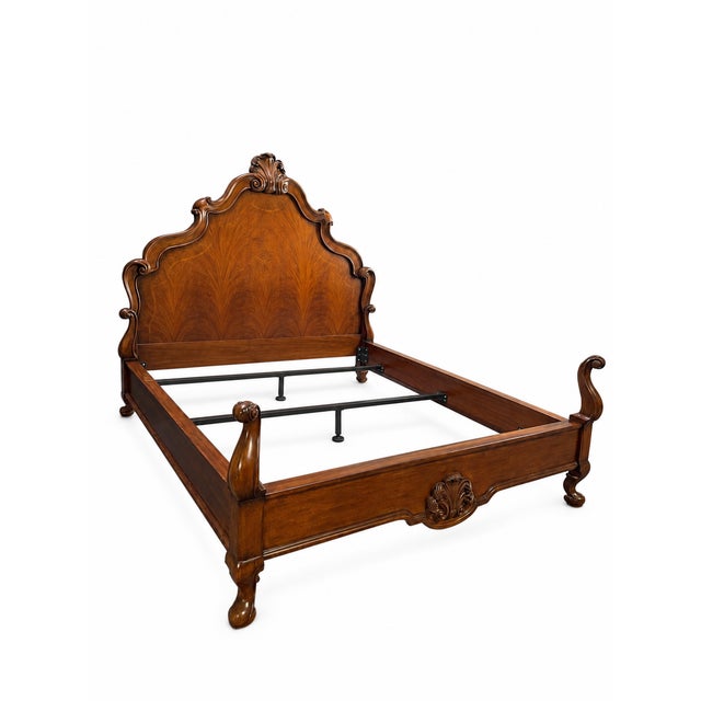 Grand Heavily Carved Bed with Ornate Headboard and Footboard An impressive statement bed featuring elaborate carved...