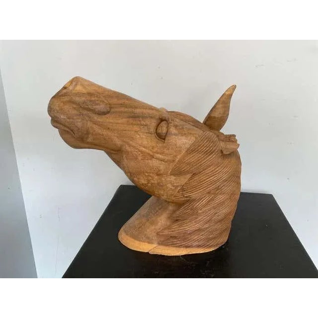 1960s Carved Life Size Wood Horse Head For Sale - Image 12 of 13