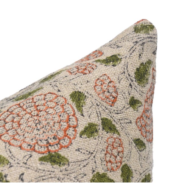 Throw Pillow Cover Designer Collection of Hand Block Printed 14x14 Inch Thick Linen - Karwachauth For Sale - Image 4 of 5