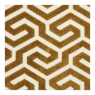 Sample - Schumacher Ming Fret Velvet Fabric in Bronze For Sale