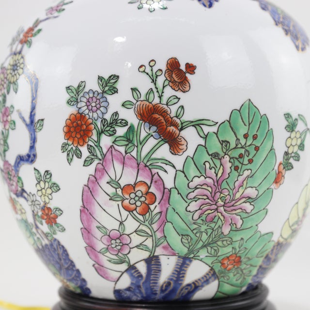 Pair of Chinese Famille Verte Porcelain Peacock Ginger Jar Table Lamps For Sale - Image 10 of 11