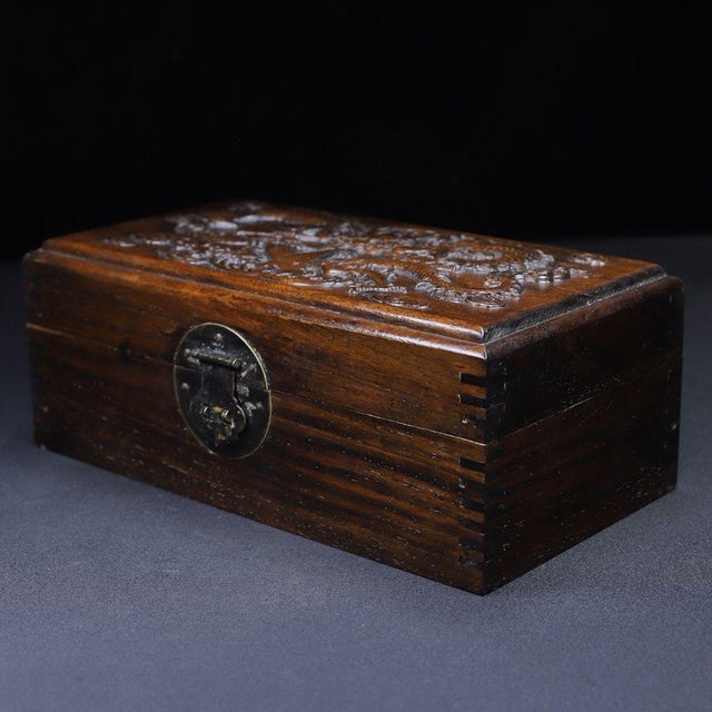 Vintage Rosewood Carved Dragon Treasure Box / Keepsake Box For Sale In Los Angeles - Image 6 of 10