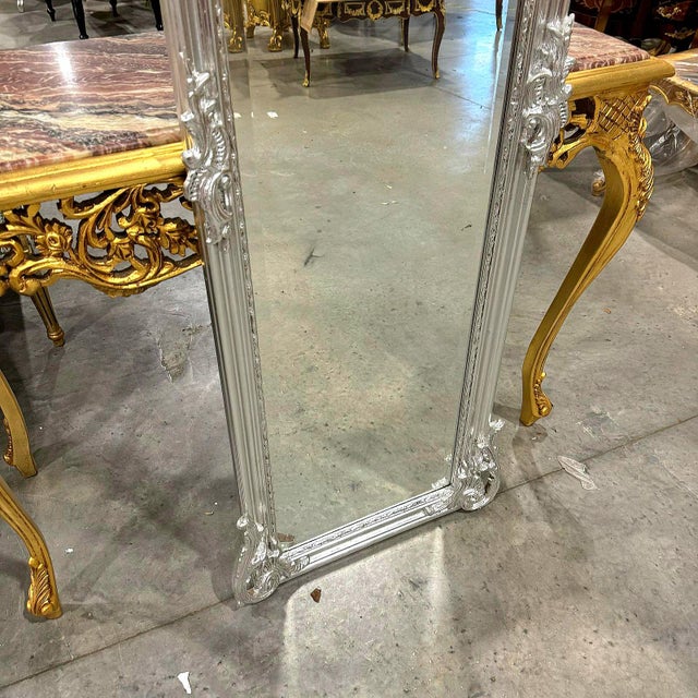 French French Style Silver Floor Mirror For Sale - Image 3 of 11