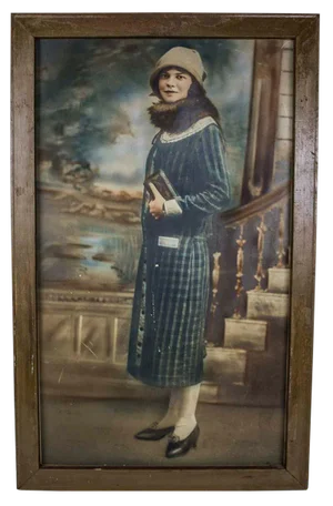 Deco Era Hand Colored "Fashionable Woman" Photograph
