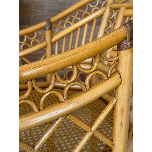 English Pair of Vintage Brighton Pavilion Style Rattan and Cane Side Chairs For Sale - Image 3 of 12