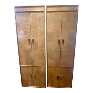 Henredon Scene Two Burlwood Armoires Wardrobe -A Pair For Sale