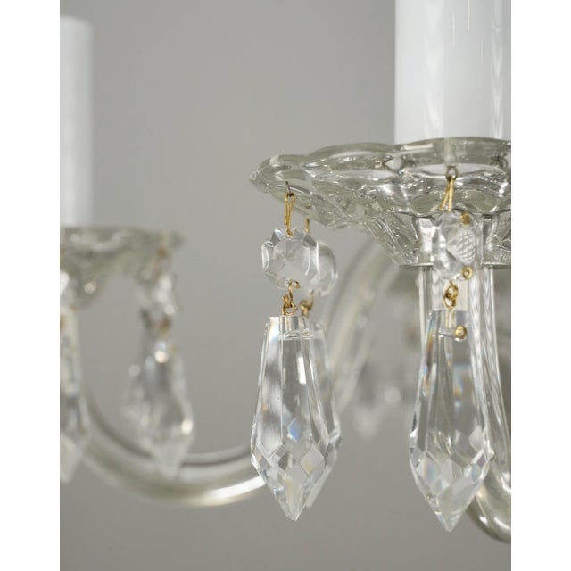 Restored Vintage Art Deco Five Arm Crystal Chandelier For Sale - Image 6 of 11