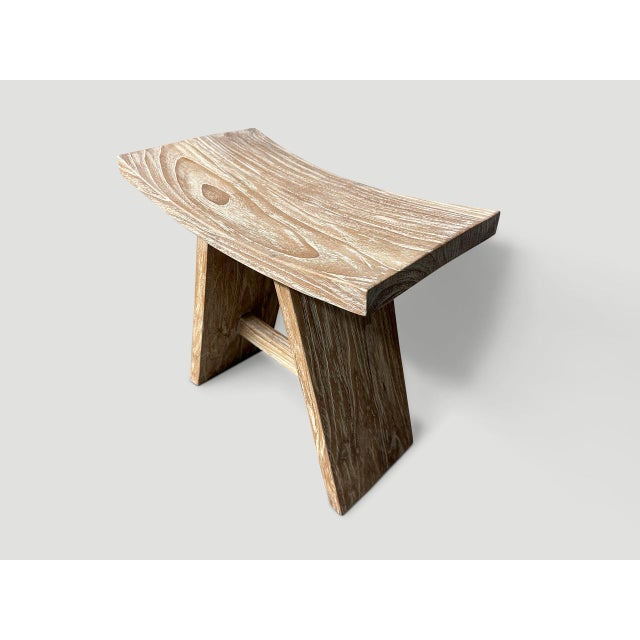 2010s Andrianna Shamaris Minimalist Teak Wood Small Bench For Sale - Image 5 of 5