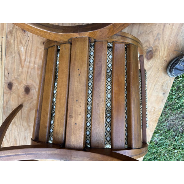 Wood Mid 20th Century Saber Leg X Leg Mid Century Modern Burl Wood Designer Arm Desk and Occasional Side Chair For Sale - Image 7 of 10