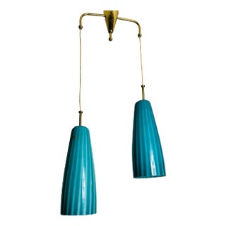 Mid-Century Double Murano Glass Ceiling Lamp, Italy, 1960s For Sale