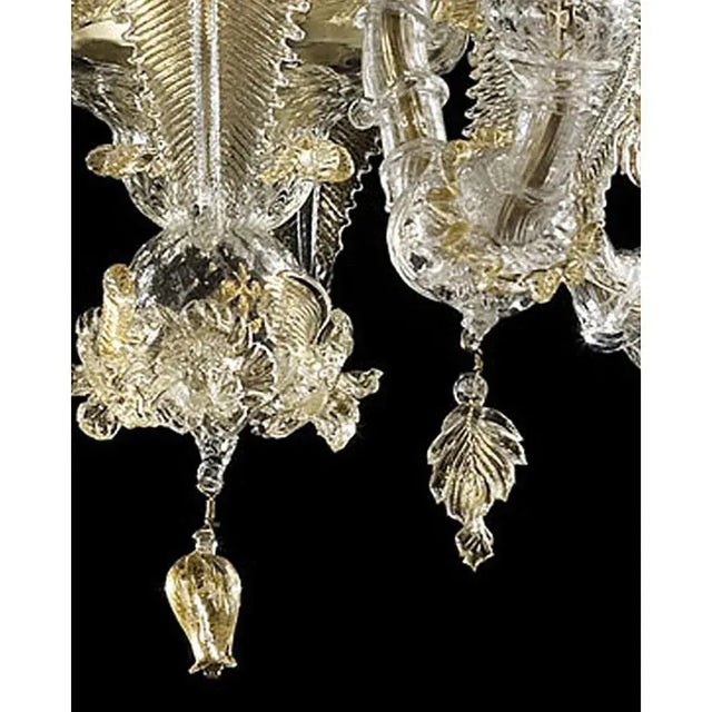 Venetian Cà Rezzonico Floral Gold Murano Style Glass Chandelier From Simoeng For Sale - Image 4 of 7