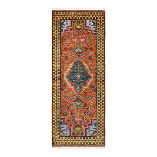 3x10Ft. Brunt Orange Persian Design Inspired Hand Knotted Wool Runner Rug For Sale