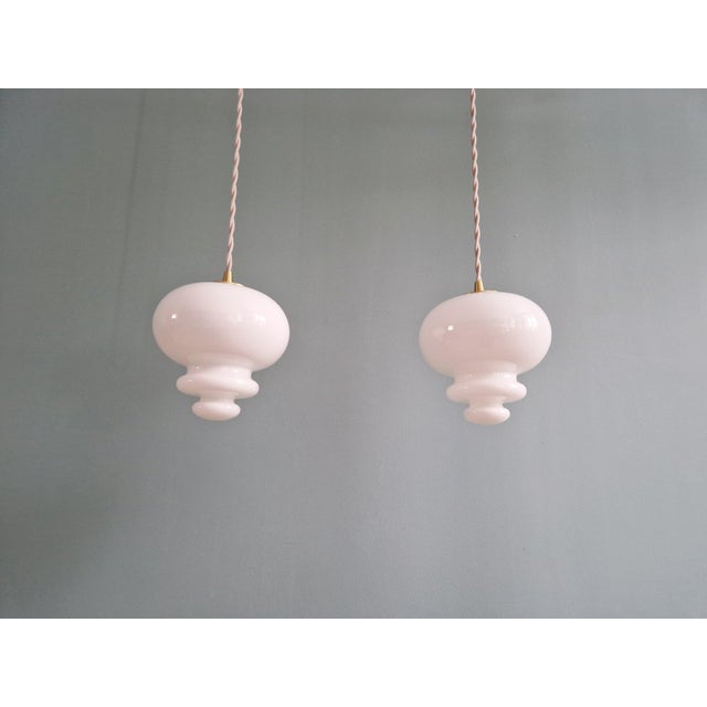 Scandinavian Pendant Lights in White Opaline Glass, 1960, Set of 3 For Sale - Image 13 of 18