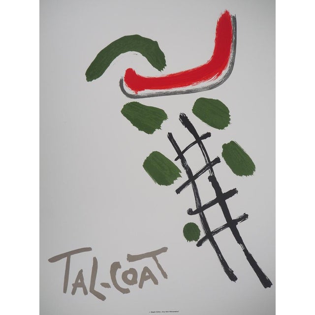 Pierre TAL-COAT (1905-1985) Abstract Composition in Red and Green Original color lithograph poster Signed in the plate On...