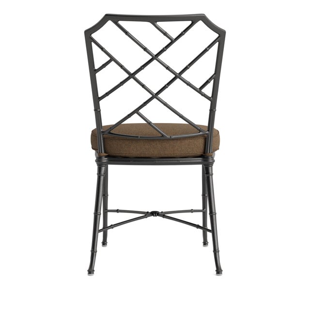 Brown Jordan Brown Jordan Calcutta Side Chair, Textured Pewter frame with Fusion Moccasian fabric For Sale - Image 4 of 11