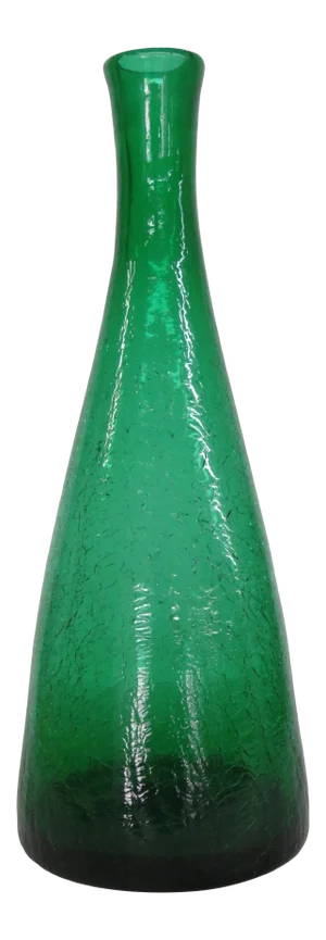 Emerald Green Crackle Glass Decanter Bottle Vase No Stopper