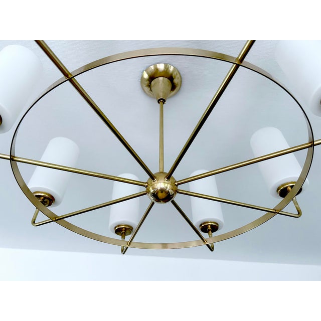 Large Vintage Italian Glass and Brass Chandelier, 1950s For Sale - Image 15 of 18