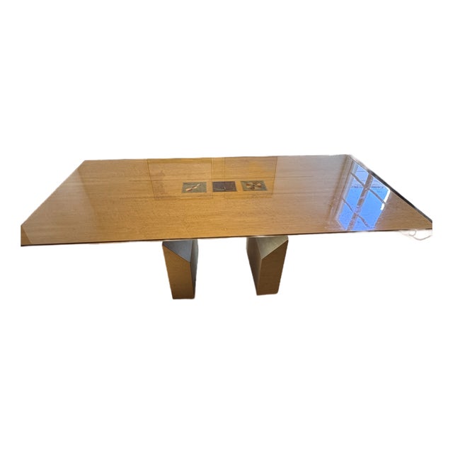 Postmodern Bird’s-Eye Maple Dining Table With Marquetry Inlay, C. 1985–1995 For Sale