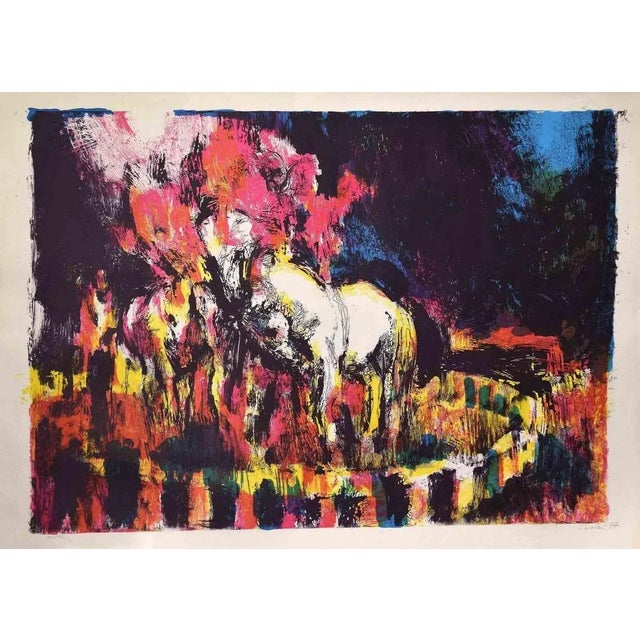 Abstract Composition is a lithograph print on paper realized by Nicola Simbari in 1970 ca. Hand-signed on the lower right....