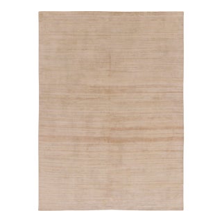 Rug & Kilim’s Modern Textural Rug in Soft Ivory and Cream Striae For Sale