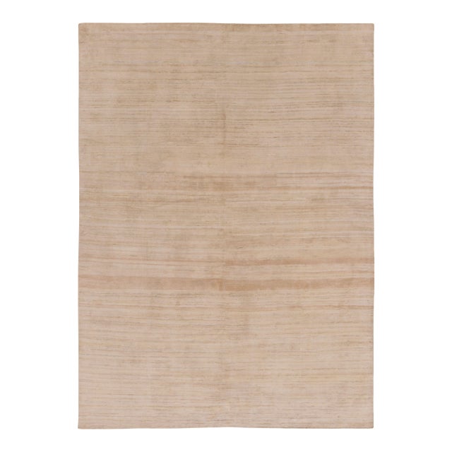 Rug & Kilim’s Modern Textural Rug in Soft Ivory and Cream Striae For Sale