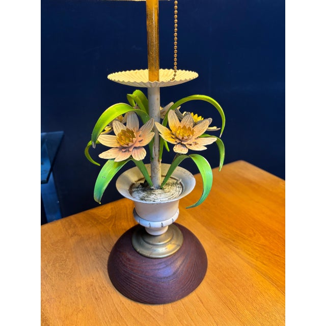 Italian Pair of Painted Floral Table Lamps For Sale - Image 10 of 11