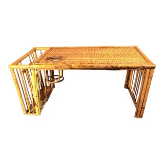 1970s Burnt Tiger Wood Bamboo Breakfast Tray For Sale