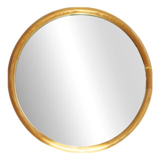 Vintage Dutch Round Wooden Mirror, 1960s For Sale