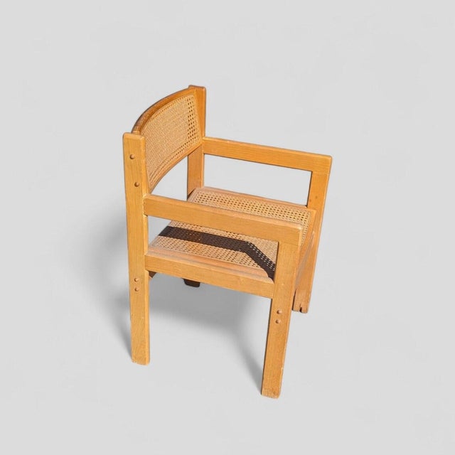 Mid-Century Modern Mid-Century Modern Birch and Cane Accent Chair, 1970s For Sale - Image 3 of 8