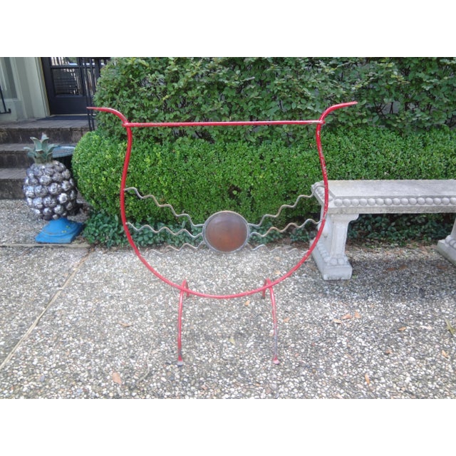 Metal French Modern Mixed Metal Fire Place Screen For Sale - Image 7 of 11