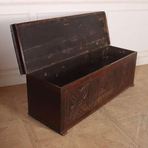 Brown Italian Carved Chest in Pine For Sale - Image 8 of 9