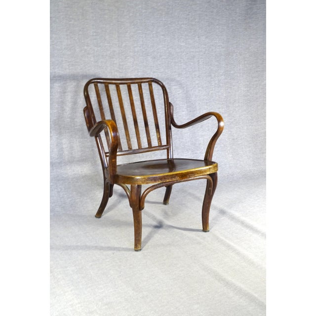 Brown Vintage Art Deco Armchair by Josef Frank for Thonet, 1935 For Sale - Image 8 of 9