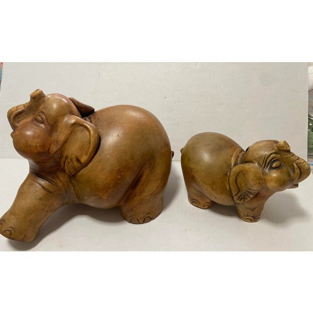 Mid-Century Modern Mid-Century Sarreid Ceramic Elephant Sculpture a Pair For Sale - Image 3 of 12