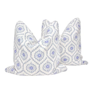 John Robshaw "Umma" 21" Square Hand Blocked Double Sided Down/Feather Pillows - a Pair For Sale