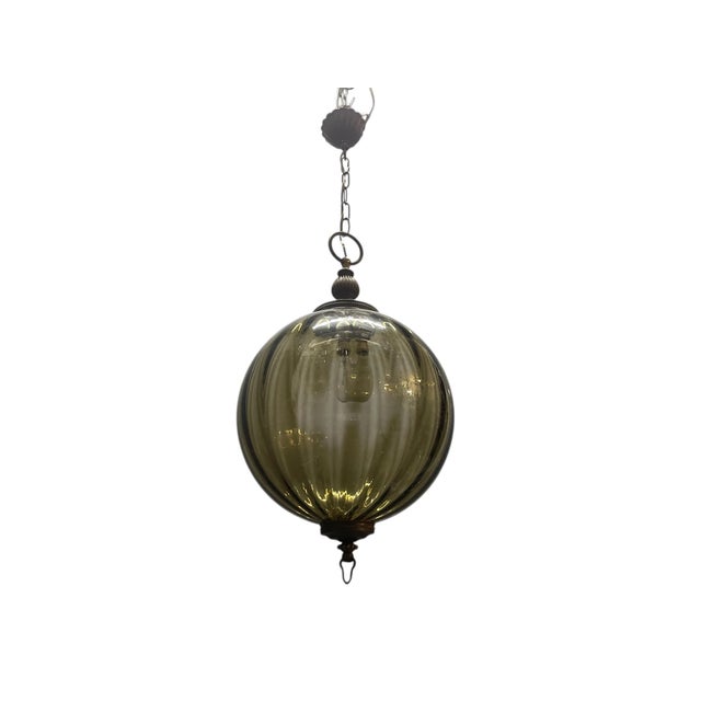 Bronze and Olive Green Murano Glass Pendant Light, 1960s For Sale - Image 15 of 15
