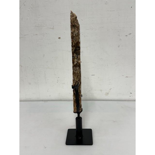 Boho Chic Pink Amethyst Crystal Slab on Stand For Sale - Image 3 of 12