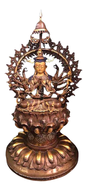 Mid 20th Century One Thousand Hands Bronze Deity Sculpture