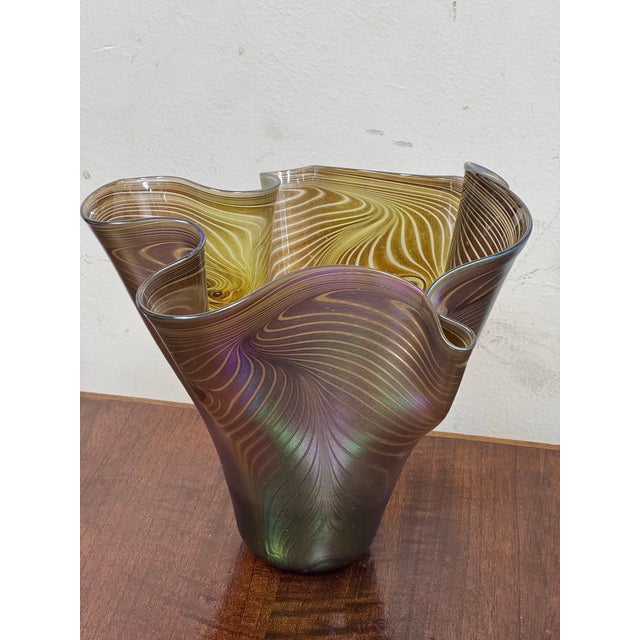 Circa 1994 Bruce Freund Handblown Glass Vase For Sale - Image 12 of 12