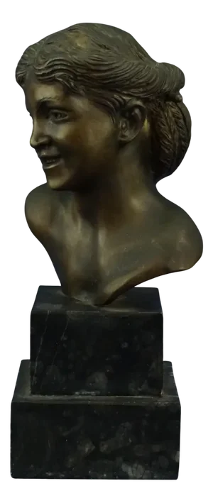 20th Century Bronze Bust Sculpture of Girl with a Laugh by Vincenzo Gemito, Italy
