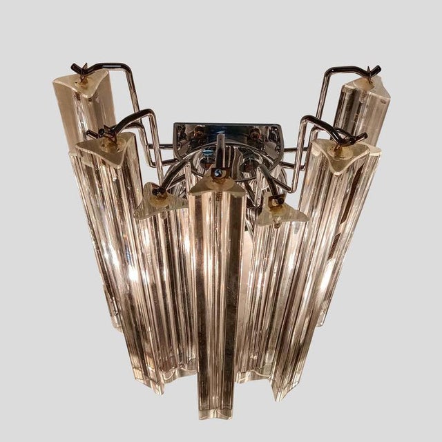 Triedri Wall Lights in Clear Murano Glass, Set of 2 For Sale - Image 4 of 9