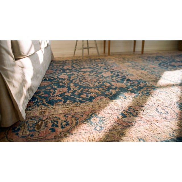 Navy Blue Astonishing Navy Ground Color and Rose Border With Malayer Style Antique Persian Rug For Sale - Image 8 of 10
