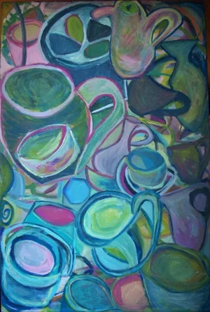 "Vessels" Contemporary Expressionist Still Life Acrylic Painting