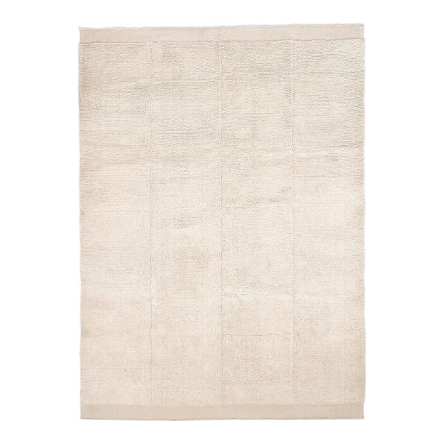 1970s Turkish Organic Off White Floor Wool Rug For Sale