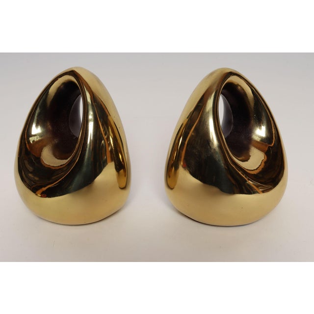 Mid-Century Modern Vintage Brass Finish "Orb" Bookends by Ben Seibel for Jenfred Ware For Sale - Image 3 of 18