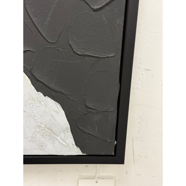 Paint Abstract Textural Artwork of Tan + Metallic Silver, Framed For Sale - Image 7 of 12